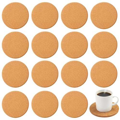 Kork Untersetzer, 16 Stück Korkuntersetzer Rund 10 cm, Dicke 2 mm, Mit Selbstklebefunktion, Ideal Für Zuhause, Bar, Café, Büro, Schutz Vor Hitze Und Kratzern