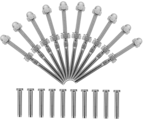 SOIMISS 10 set Kit Set Railing Cavi in Acciaio Inossidabile Tendifilo Resistente per Recinzioni Interni Esterni Tenditore Tensione Filo Inox Facile da Installare Adatto per Progetti