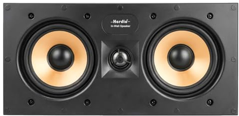 Herdio 5.25 Inch 2-Way in-Wall Center Channel Speaker, 1 Silk Dome Tweeter, Magnetic Paintable Mesh Cover, Compatible with Whole House Audio or Home Theater, Single White