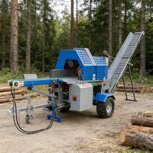 Horizontal and vertical log splitter with adjustable working position, strong hydraulic output, large capacity, durable construction for firewood processing at home, home