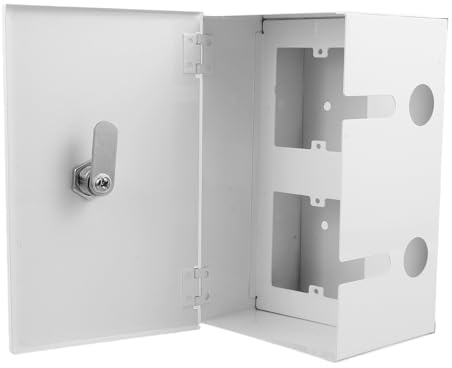 PENIKOKO Caja Protectora Antirrobo para Enchufe Eléctrico de Acero Inoxidable, Tapa con Cerradura de Combinación, Resistente Intemperie, para Uso Exterior en Tomacorrientes de Pared