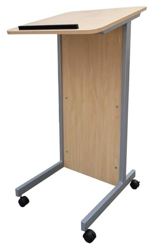 JIANSMZ Lecture Pulpit,Floor-Standing Podium Metal Stand Lecterns Wooden Tabletop Podium Stand Lockable Casters Pulpits Load 12 Kg Weight Lecterns