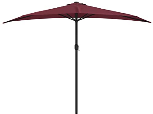 Mokuyary Parasol de Balcon mât en Aluminium Bordeaux 300x155x223 cm Demi, Parasol de Extérieur pour Terrasse, Piscine, Plage, Restaurants, Balcon