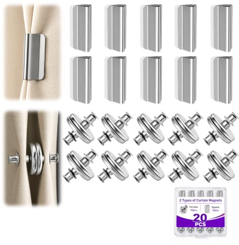 20 Pairs Magnetic Curtain Clips, Detachable Strong Double Sided Curtain Magnets Closure, Magnets for Curtains to Hold Curtains Closed for Home Bedroom Office