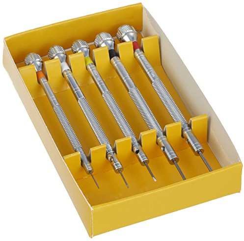 BERGEON 55-605 2868 Coffret de 5 Tournevis en Laiton chromé pour réparation de Montre