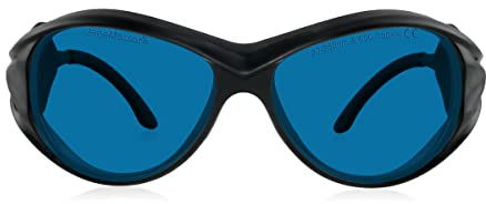 FREEMASCOT Professionelle Laserschutzbrille OD 6+, 190nm-380nm / 600nm-700nm, Wellenlänge, violett/rot für 365 nm, 635 nm, 638 nm, 650 nm