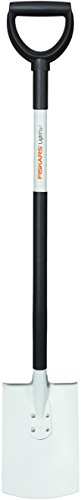 Fiskars Gärtnerspaten für weiche, lockere Böden, Rund, Länge: 105 cm, Hochwertiges Stahl-Blatt/Aluminium-Stiel, Schwarz/Weiß, Light, 1019601
