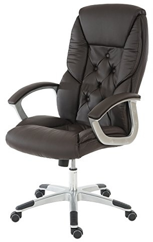 Mendler Poltrona Sedia Ufficio Girevole Regolabile L42 XXL Ecopelle Design Moderno 77x68x116-125cm - Marrone
