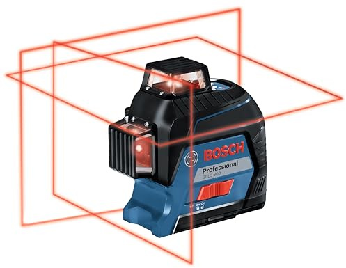 BOSCH GLL3-300 200 Ft 360 degree Three-Plane Leveling and Alignment-Line Laser, Includes 4 AA Batteries, Positioning Device, Laser Target, Heavy-Duty Pouch, & Hard Carrying Case
