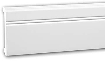 Profhome 653103 Rodapié Blanco de 11 cm (2m), Zócalo Neoclásico con Pasacables, Poliestireno Extruido (XPS) de Alta Densidad, Impermeable y Resistente a Impactos, Fabricado en Alemania