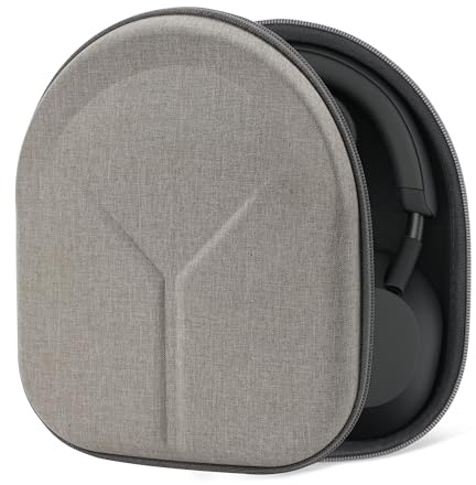 Geekria Shield Headphones Case Compatible with Sony WH-1000XM5, Bose QC Ultra II, Skullcandy Crusher ANC 2, Replacement Hard Shell Travel Carrying Bag with Cable Storage (Light Brown)