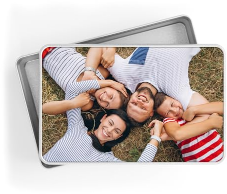 Print Maniacs Metal Tin Storage Jar Box Personalised Jewelry Sweets Decorative Keepsake Memories Mini Home Organiser Tidy Portable Gift Any Image Photo (Rectangle)