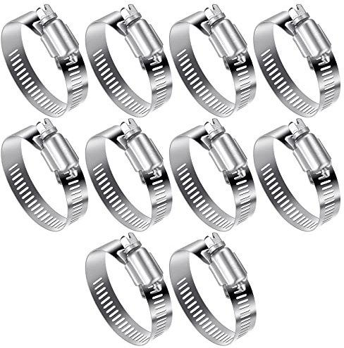 10 Stk Schlauchschellen Set, Einstellbare 27-51 mm Rohrschellen Edelstahl 304, Schlauchklemme Auspuffschelle Schraubschellen für Waschmaschine, Kraftstoffpumpe, Gas Rohr
