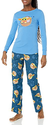 Amazon Essentials Disney | Marvel | Star Wars Conjunto de Pijama en Franela Mujer, Star Wars Grogu - Womens, M