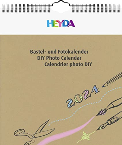 Heyda Bastelkalender 2024 1 Blatt = 1 Monat 21,5 x 24 cm Deckblatt: natur, Monatsblätter: natur