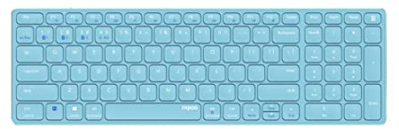 Rapoo E9700M kabellose Tastatur Wireless Keyboard wiederaufladbarer Akku flaches Aluminium Design DE-Layout QWERTZ PC & Mac - blau