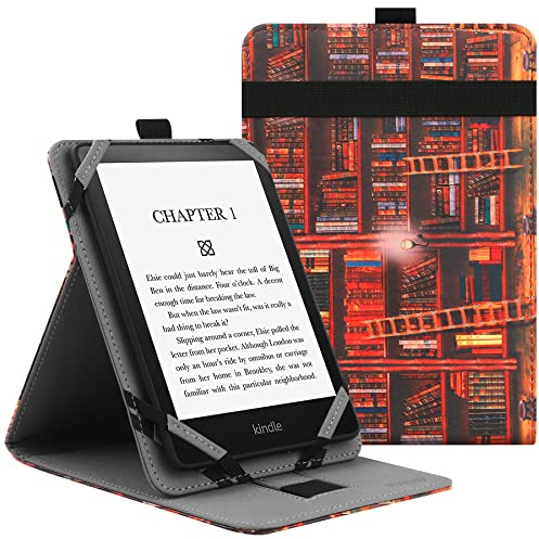 VOVIPO Universal Hülle für 6,6.8 7 Kindle Paperwhite/colorsoft eReaders,Schutzhülle mit Handschlaufe Kompatibel mit Kindle/Kobo/Tolino/Pocketook/Sony 6-6.8-7 Zoll ebook Reader-Library