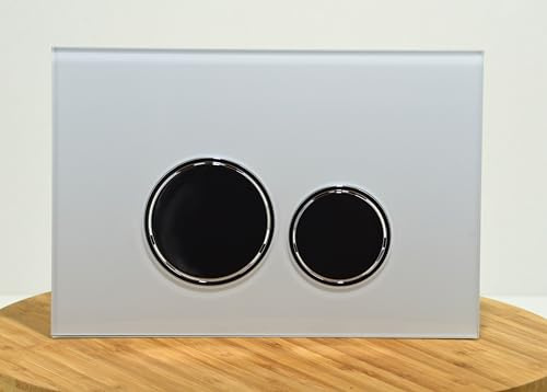 Drückerplatte Weiß aus Glas/passend für die Sigma Serie UP320 Geberit (111300005) / 2-Mengen Spülung/Betätigung von vorne Doppelspülung (runde Taster)