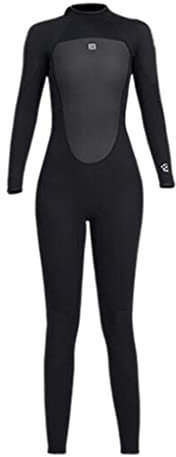 pistro 3 mm Neopren-Neoprenanzug, Ganzkörper-Langarm, Reißverschluss, Tauchanzug zum Schnorcheln, Surfen, Schwimmen, XXXL Damen, Schwarz