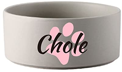 Personalized Ceramic Dog Cat Bowls Dog Water and Food Dish Custom Pet Bowl for Small Medium Large Dogs Kitten Puppy Bowls Bottom Non-Slip (Gray)