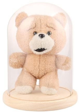 APACALI 1 campana in vetro con fondo in legno, 21 cm, in vetro trasparente, con base per luci, decorazione, accessorio per la casa