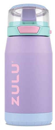 ZULU Kids Flex 12oz Stainless Steel Insulated Water Bottle, Toddler Cup with Silicone Spout, Leak-Proof Locking Flip Lid and Carry Loop for School Backpack, Lunchbox, and Outdoor Sports, Sugar Fairy
