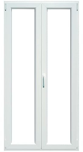 Finestra in PVC Bianco 120X210 cm Design Moderno con Doppio Vetro Camera da 24mm Infissi Serramenti in PVC 5 Camere e Vetri Antinfortunistici F120x210
