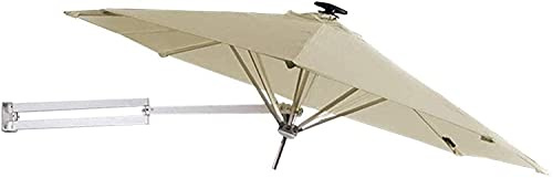 MidiLi Garden Parasol,Sun Parasol Umbrella Garden Parasols 250cm Wall-Mounted with Solar LED Lights and Metal Pole, Outdoor Garden Patio Sunshade Umbrella with Tilt Adjustment