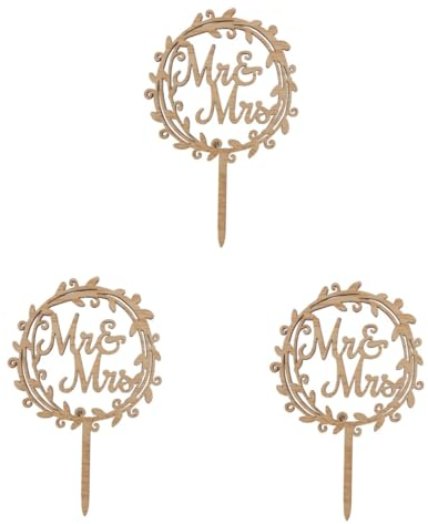 Warmhm 3St Blumengirlande Partydekoration Hochzeitstortendekorationen Kuchen Tortenaufsatz aus Holz Tortenheber und Topper hölzern Hochzeitsbedarf schmücken Zylinder Kranz Bambus