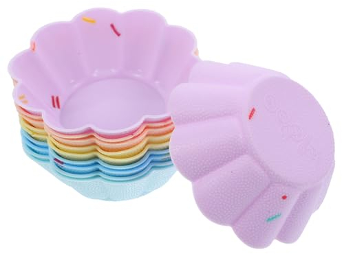 PRETYZOOM 10pcs Silicone Cake Cups Baking Molds Reusable Non-Stick Muffin Liners for Baking Cupcake Cases in Colors