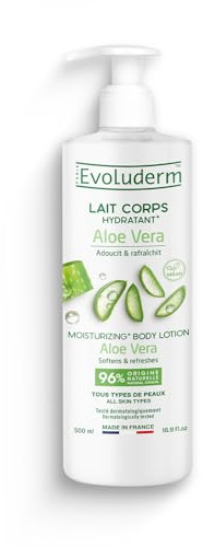 EVOLUDERM Feuchtigkeitsspendende Körpermilch mit Aloe Vera – 500 ml – 96 % natürlicher Herkunft – vegan – hergestellt in Frankreich