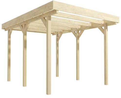 Wood & Play Garagenunterstand aus Holz - Dakota I - Hochwertige Verarbeitung - Selbstmontage - Stabil und langlebig - Solide Basis - Vielseitig einsetzbar - 360 x 500 cm - 12 x 12 x 290 cm Pfosten