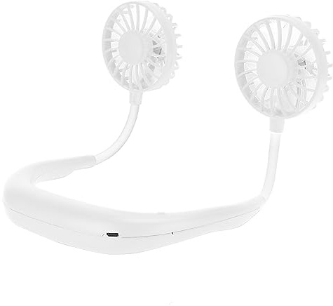 Dpofirs Ventilatore da Collo Portatile, Ventilatore Personale Ricaricabile, Mini Ventilatore Ricaricabile Regolabile a 3 Marce, Ventilatore a Mani Libere per Sport di Gioco (Bianco)