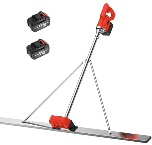 Kit vibratorio de regla de hormigón eléctrico, herramienta de acabado de regla de manipulación de nivelación de hormigón, regla de acabado más suave de hormigón eléctrica inalámbrica,2Battery-1.5M
