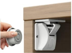 Moonybaby schranksicherung baby, kindersicherung schrank magnet (10 Schlösser mit 2 Schlüssel), kindersicherung unsichtbare schubladensicherung baby sicherheit, ohne Bohren und Schrauben