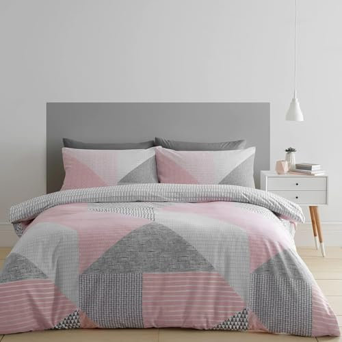 Bettdecke 200x220 Ohne Bezug Nutzbar, Abstrakter Liniendruck Bettdecken Waschbar Ganzjahresdecke Rosa 4 Jahreszeiten Steppdecke, Bettzeug Microfaser mit 2 Kissenbezug für Sommer Winter Doppelbett