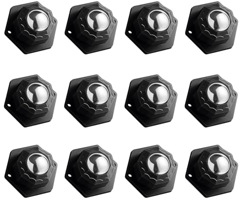 12 Stück Selbstklebende Möbelrollen 1 Zoll, Mini Lenkrollen 360° drehbar, Kleine Rollen mit Klebepads und Schrauben, Niedrige Bauhöhe für Möbel, Boxen, Pflanzenständer, Luftreiniger (12, Black)