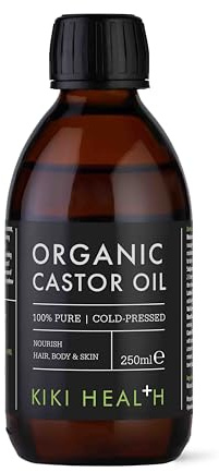 KIKI Health - Organic Castor Oil, Cold-Pressed, Pure & Natural, Hexane-Free, Deep Moisturising for Hair Growth, Eyebrow & Eyelash Care, Skin Hydration, Massage & Scalp Treatment - 250ml