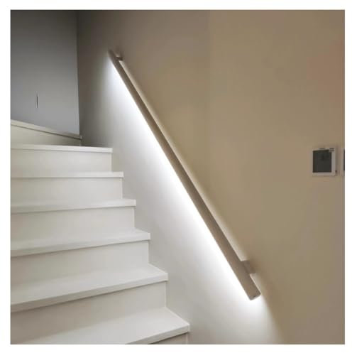 LED-Treppenhandlauf – Aluminiumhandlauf mit rundem beleuchtetem Griff – Sicherheitshandlauf zur Wandmontage für den Innen- und Außenbereich