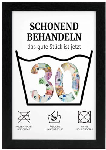 MorLuks Geldgeschenke Geburtstag 30, Bilderrahmen Geldgeschenk, 30. Geburtstag Frauen & Männer, Schonend Behandeln 30, Lustige Geldgeschenke Verpackung für Freunde Familie