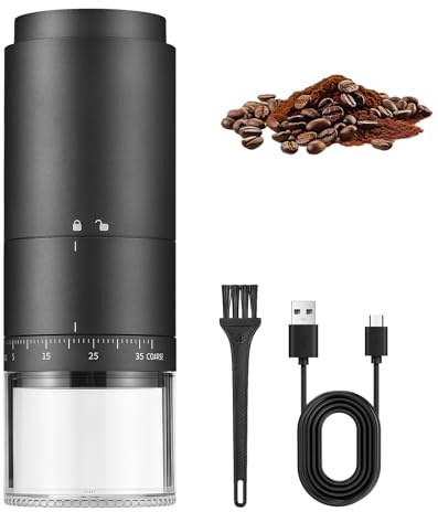 Macinacaffè portatile, macinacaffè elettrico con 38 gradi di macinazione regolabile, indicatore di potenza digitale, macinacaffè ricaricabile, macinino espresso elettrico per fagioli spezie