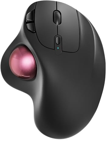 Nulea M501 Wireless Trackball Mouse, Rechargeable Ergonomic, Thumb-Controlled, Smooth Precision, 3-Device Connect (Bluetooth/USB), Fits PC, Laptop, Mac, Windows（Dusty Pink）