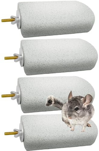 Niwaes Chinchilla Lava Ledges Rat Climbing Platform 4 Pack Pumice Ledge Shelf Pet Chewing Grinding Toys Small Animals Cage Accessories for Totoro Squirrel Guinea Pig Hamster Gray