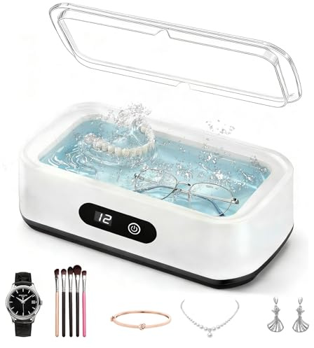 ITMNMNL Pulitore Ultrasuoni 650ml,49KHz Lavatrice Ultrasuoni,Pulitore Ultrasuoni Gioielli,Portatile ad Pulitore,Ultrasonic Cleaner con 5 Modalità di Pulizia,Pulitore Ultrasuoni per Occhiali,Gioielli