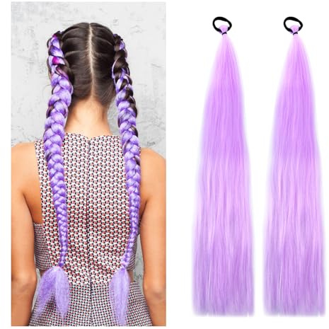 2 pezzi di capelli viola da intrecciare, capelli sintetici da intrecciare, 70 cm, ciocche di capelli viola da intrecciare, per feste e vacanze