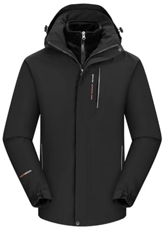 WAJJWI Herr 3-i-1 tjock vandringsjacka fleece vattentät vinter vindjacka utomhus varm camping vindtät kappa för vår, höst (färg: 1, 3XL)