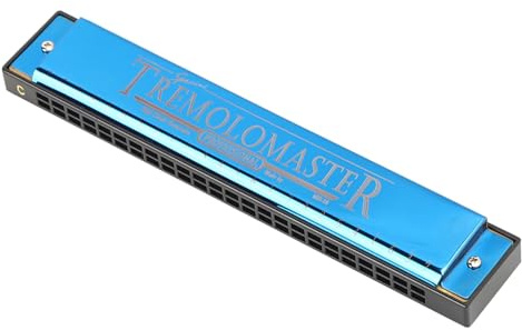 RASTKY Armonica Diatonica Polifonica Chiave C Armonica a 24 Fori, Design Nero Abbagliante, Pezzo Sonoro in Bronzo Fosforoso per Prestazioni Stabili, Ideale per gli Studenti (BLUE)