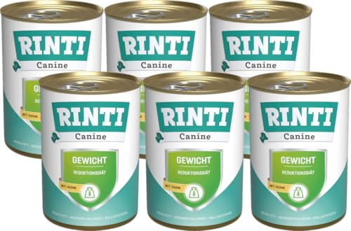 RINTI-Canine Bundle Gewicht Huhn | 6 x 400g Diät-Nassfutter für Hunde | kalorienreduziert & ballaststoffreich | inkl. Alpha Spirit Snack gratis