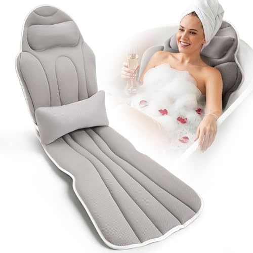 Badewannenkissen mit abnehmbarem Lendenkissen192 Saugnäpfen für optimalen Halt Ergonomische Unterstützung für Kopf Nacken Rücken, Badewanne und Home Spa