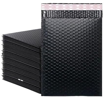 Selbstklebende gepolsterte Versandtaschen, Selbstklebende, gepolsterte Luftpolstertaschen, schwarz, mehrere Größen, 20 Stück
